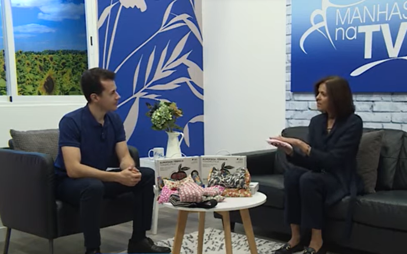 Projeto de Almofadas Térmicas Terapêuticas de caroços de azeitona. Manhãs na TV - Apresentação na Televisão